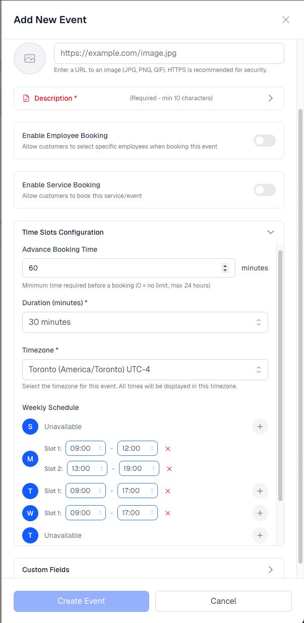 Set Up Your Booking Details